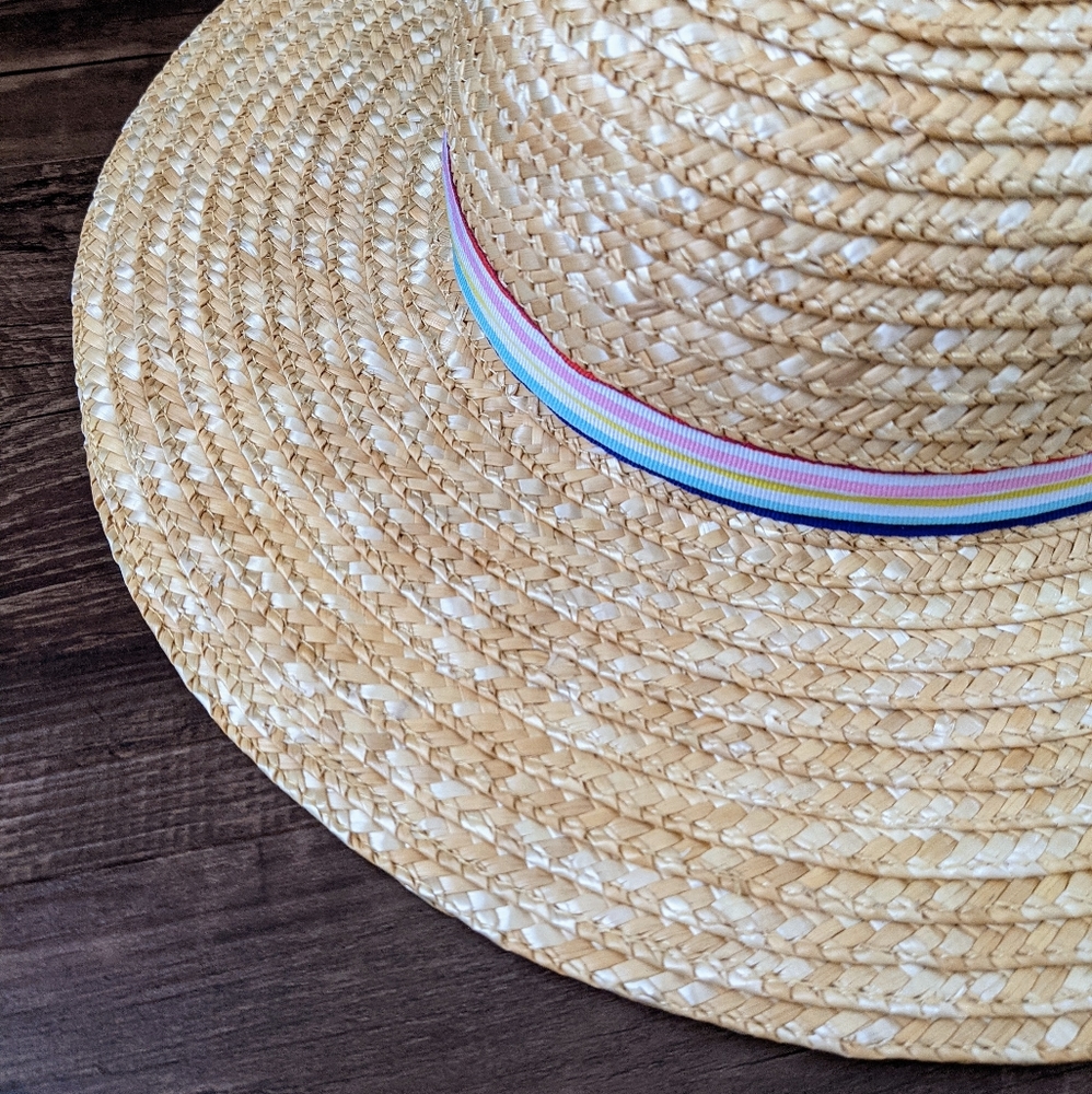 NWT Hanna Andersson Rainbow Straw Fedora Hat
